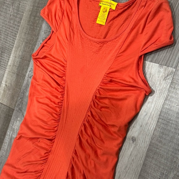 NWT Catherine Malandrino orange ruched stretch bodycon dress ❤️ - Picture 3 of 7